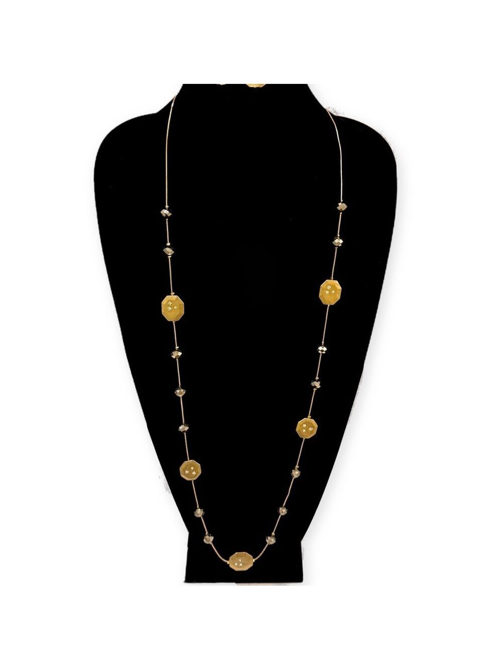 Chico's Two Tone Geometric Gold Long Station Necklace NWT